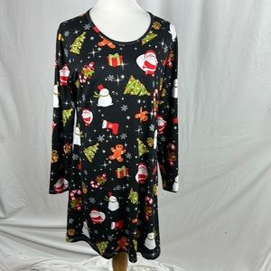 Nearly New Cute Scoop Neck Long Sleeve Knit Christmas Dress